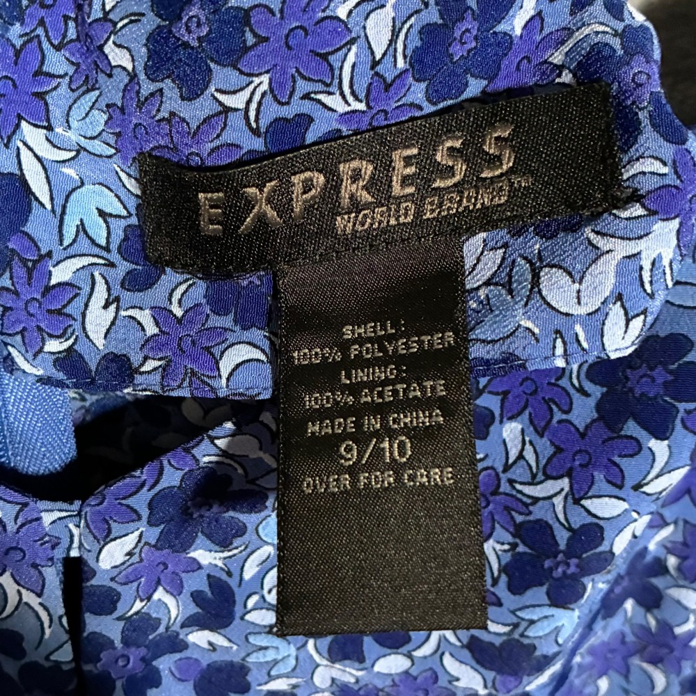 VTG Express Blue Floral Print Spaghetti Strap Romper Women's Size 9/10 - Picture 7 of 9